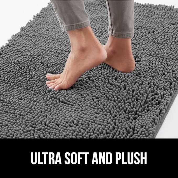 GORILLA GRIP SOAKSTOPPER Dog Door Mat, 36x24 Machine Washable Rug Absorbent Doormat Captures Moisture Mud Dirt, Quick Dry Soft Chenille Entryway Rugs Indoor Entrance Mats for Dog Paws, Gray