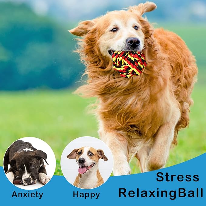 Chitidr 12 Pcs Large Dog Rope Ball for Aggressive Chewer 3.54 Inches Dog Rope Chew Toy for Medium Large Breeds Ball Dental Pack for Teething Chew Biting Training