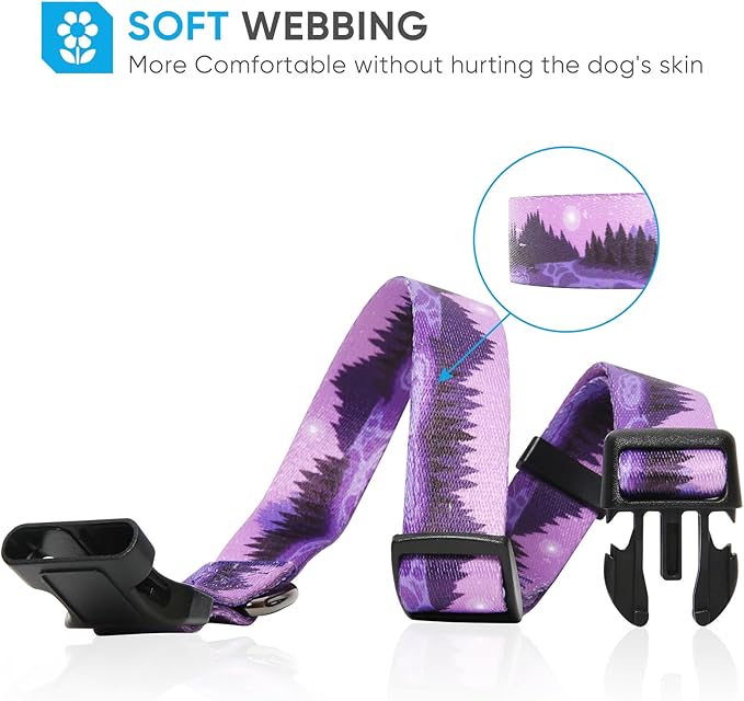 HEELE Dog Collar, Adjustable Soft Dog Collar for Small Medium Large Dogs,Floral Patterned Puppy Collars with Quick Release Buckle M Length 13.39''-20.87''