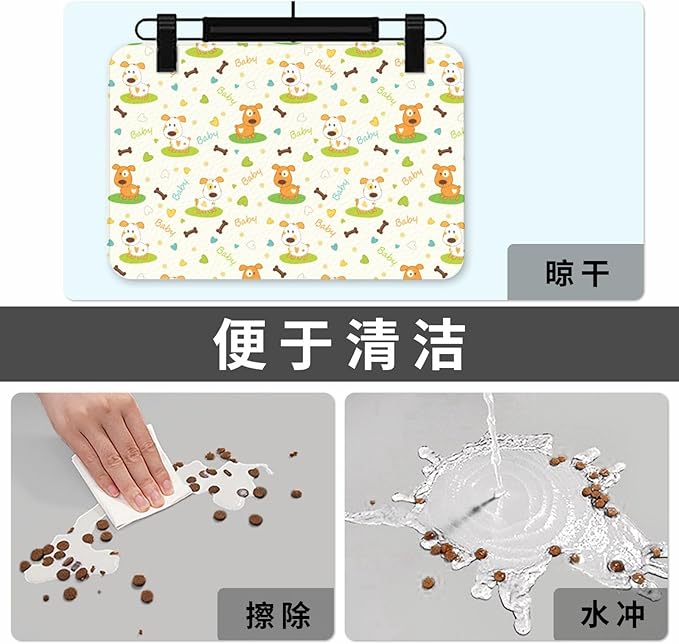 Dog Food Mat for Floors Absorbent,Quick Dry Cat Pet Feeding Placemats with Non Slip Rubber for Dog Food and Water Bowl, Pet Supplies for Dogs, Cats(30x45cm,Cute Dog Pattern)