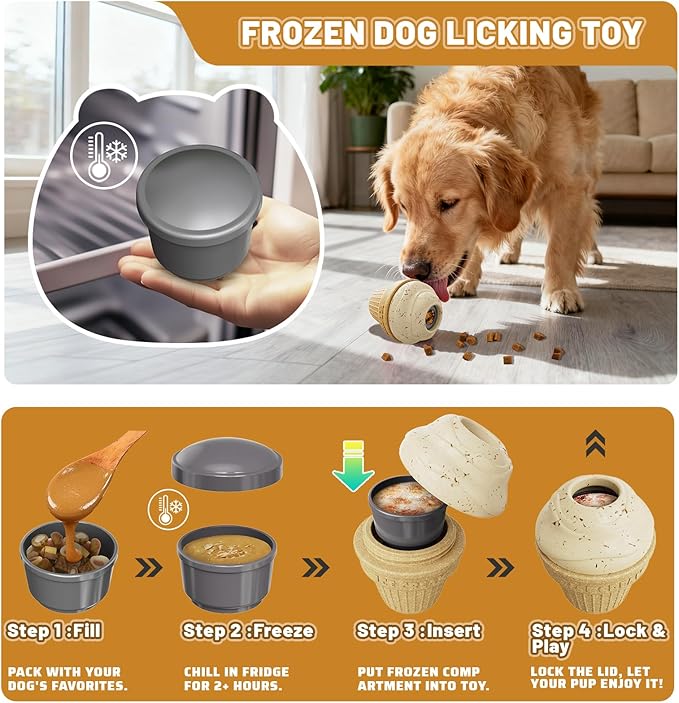 BURIESUR Indestructible Frozen Treat Dispenser Dog Chew Toy, Interactive Enrichment Dog Toy for Small Medium Large Dogs.Dog Puzzle Toy for Indoor Outdoor Play