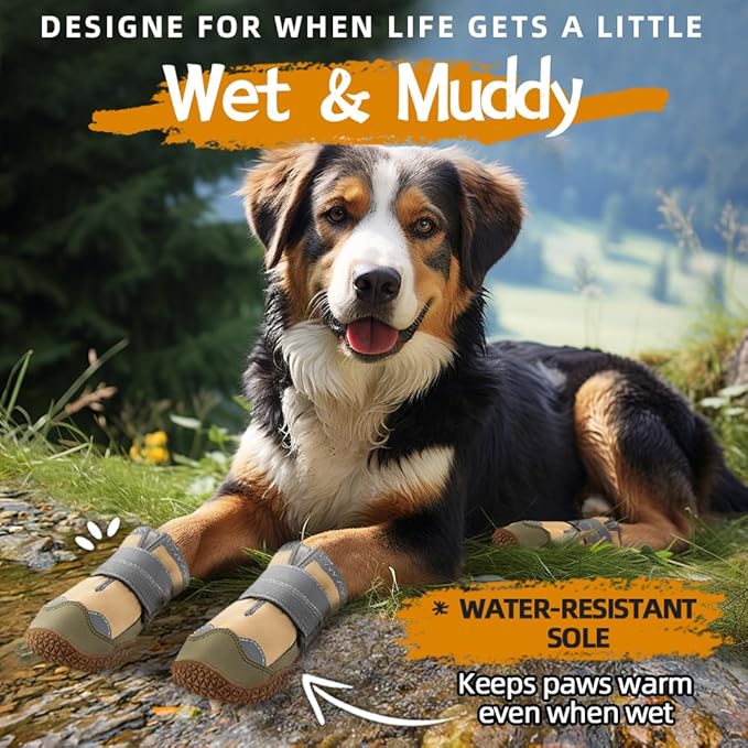 Dog Shoes for Small Dogs, Dog Boots & Paw Protectors for Hardwood Floors, Outdoor Dog Booties for Hot Pavement Winter Snow Hiking, Waterproof Dog Shoes with Reflective Strips Size 2