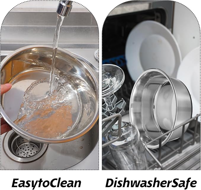 2 Pcs Stainless Steel Dog Bowls for Large Dogs, 64oz/8 Cups Non Slip Dog Metal Bowls, Food and Water Pet Bowl Heavy Duty Dishwasher Safe