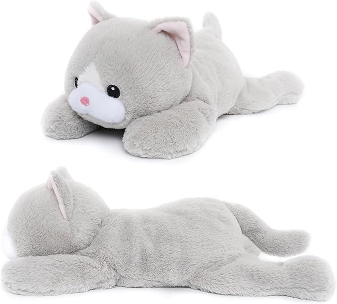 WEIGEDU Weighted Cat Stuffed Animal Plush Toy with Embroidered Eyes and Removable Weight Pack - 28 Inches, 5 lbs for Kids and Adults