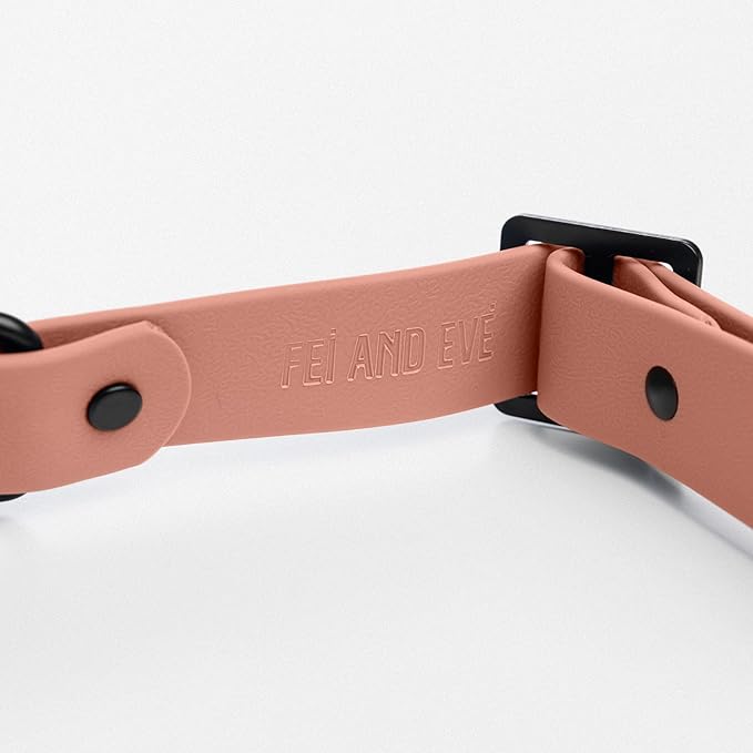 2025 New Edition, Fei & Eve PVC MagEase Dog Collar - Patented Magnetic Buckles | Quick-Release | 450LB Escape-Proof | Fur-Safe | Adjustable Fit | Large Blush
