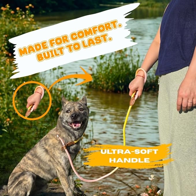 Slip Leads for Dogs, Dog Training Leash Heavy Duty No Pull Dog Leash Comfortable Strong Loop Rope Nylon for Large Medium Small Dogs Puppy… (Pink & Yellow, Large (5 Foot x 5/16") (26-45 lbs))