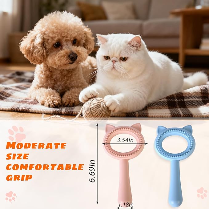 2pcs pink) Cat Brushes for Indoor Cats Shedding, Brush for Long or Short Haired Cats, Grooming Brush Comb for Kitten Rabbit Massage Removes Loose Fur