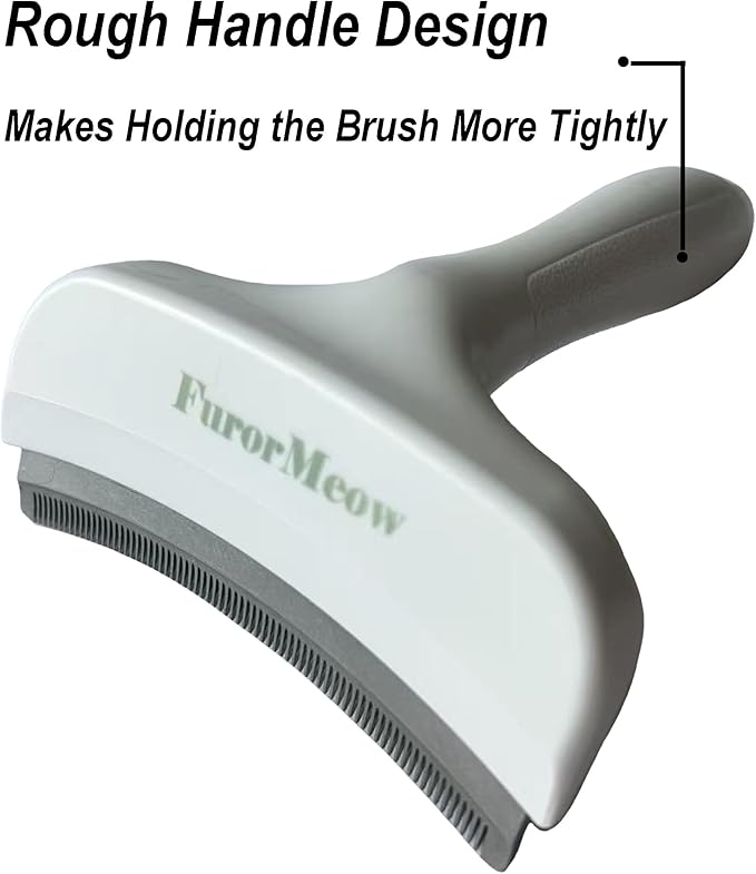 Pet Deshedding Tool with Curve Blade, Cat Grooming Brush, Tight V-shaped Teeth Shedding Comb for Cats and Dogs (White, Large)
