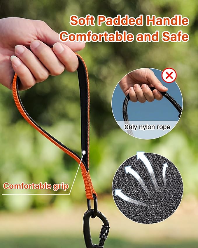 Joytale Long Leash for Dog with Removable Padded Handle, Heavy Duty Lead for Large Medium Dogs,15FT/30FT/50FT/65FT Reflective Training Leash for Play, Camping, Backyard Tie Out, Orange, 50FT