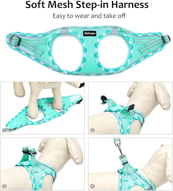 Cat Harness and Leash Set for Walking, Escape Proof Adjustable Soft Mesh Kitten Harness with Reflective Strips, Breathable No-Choke Pet Vest for Small Cats or Puppies(Green,XXS)