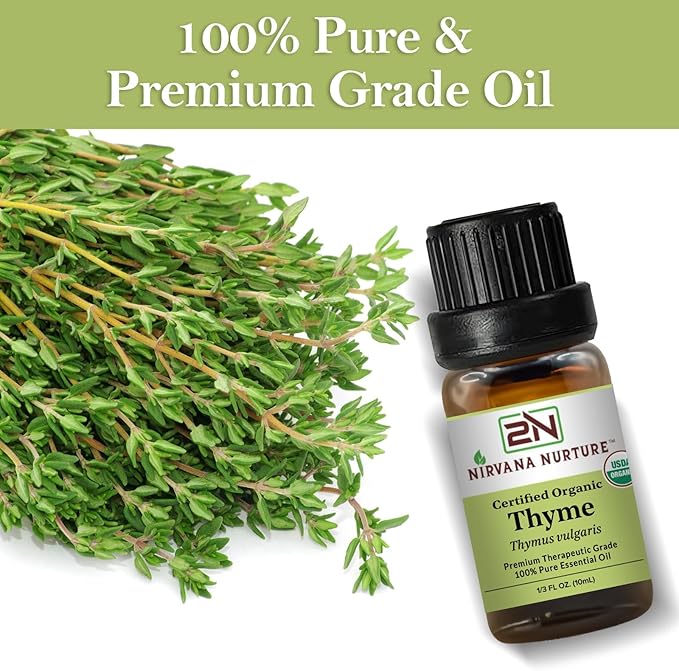Nirvana Nurture Thyme Essential Oil USDA Certified Organic, 100% Pure Natural Premium Grade, Undiluted