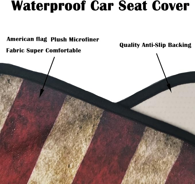 LoyaGour Car Seat Cover Protector Front Seats,for Gym Workout,Running,Swimming,Beach and Hiking,Waterproof Sweat Towel Bucket Seat Covers for Cars SUV Trucks (American Flag, 1Pcs)
