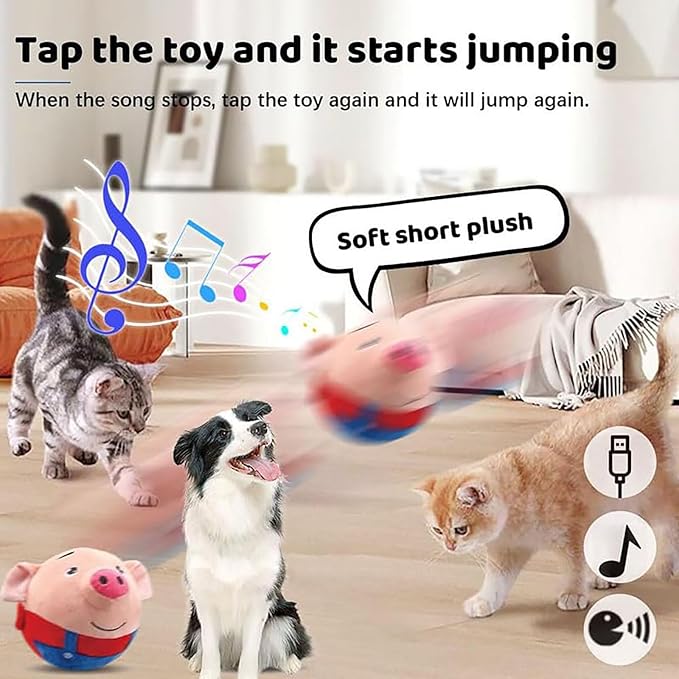 Interactive Dog Toys, 2Pack Active Moving Pet Plush Toy Talking Moving Dog Ball Toy Washable Cartoon Pig Plush Sound Electronic Herding Ball for Dogs Shake Bounce Boredom Toys for Dog, Cats (Blue)