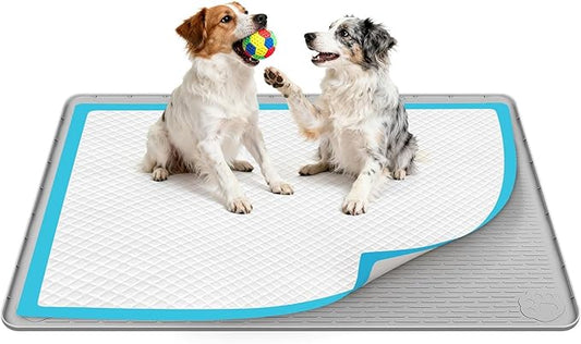 Lanstics 40"x28" Pee Pad Holder for Dogs Puppy Pad Holder Silicone Pee Tray for Dog Training Floor Protection Raised Edge Dog Potty Tray, No Pee Pads(Grey)
