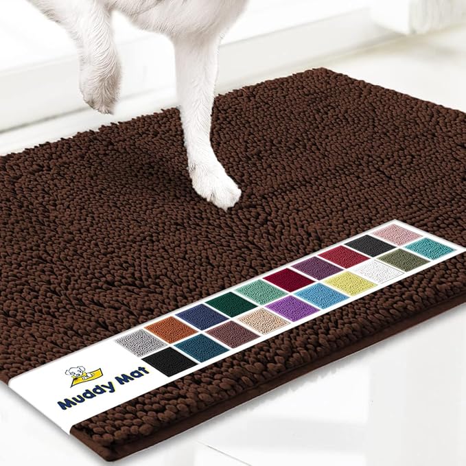 Muddy Mat® | Super Absorbent Door Mat Indoor, Microfiber Quick Dry Chenille Entryway Rug, Non-Slip Front Door Mat, Indoor Mats for Entryway, Machine Washable Pet Rug, Brown XXXL 72"X48"
