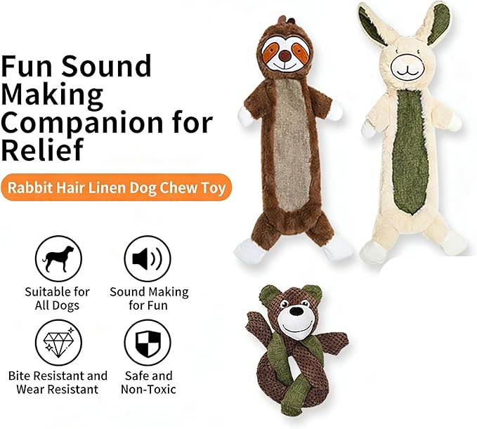 3 Pack Cute Squeaky Dog Toys, Plush Chew Toys for Small Medium Puppies, Interactive Pet Toys with Squeakers
