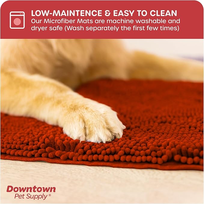 My Doggy Place - Ultra Absorbent Microfiber Dog Door Mat, Durable, Quick Drying, Washable, Prevent Mud Dirt, Keep Your House Clean (Red, Medium) - 31 x 20 inch