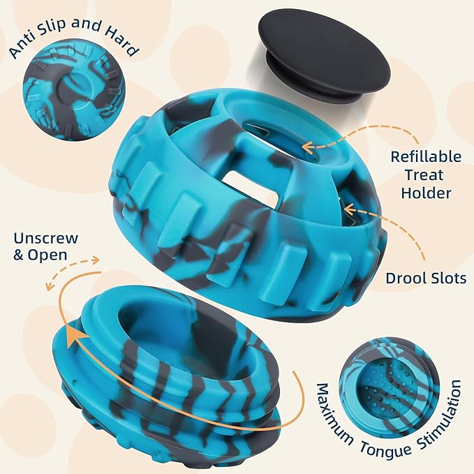 Dog Enrichment Toys to Keep Them Busy-Interactive Dog Toys for Small Dogs-Freeze Treat Dispensing, Dog Toys to Reduce Boredom & Anxiety Relief, Puppy Gift,Natural Rubber &Dishwasher Safe,Blue,S