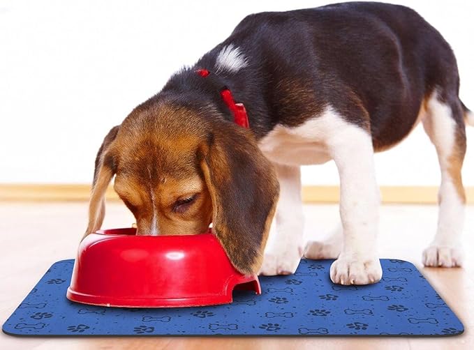 Dog Food Mats,Cat Absorbent Water Bowl Feeding Mats Pet Placemats for Food and Water Spot 17 * 30 inch