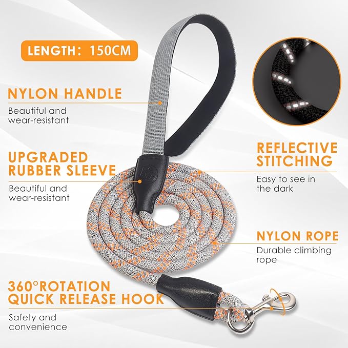 Dog Harness and Leash Set, No Pull Saddle Style Pet Harness, Breathable Mesh Adjustable Reflective Dog Vest for Dogs and Cat Medium Small Harness 2 D-Rings, Orange, L