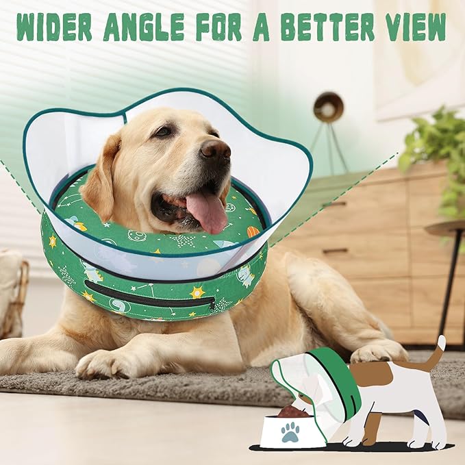 Elevated Inflatable Dog Cone Collar to Stop Licking, Dog Donut Collar After Surgery, Soft Dog Cone Alternative for Small Medium Large Dogs