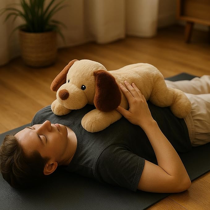 WEIGEDU Large Weighted Puppy Dog Stuffed Animal Plush Toy for Kids and Adults with Embroidered Eyes and Removable Weight Pack - 28 Inches, 5 lbs