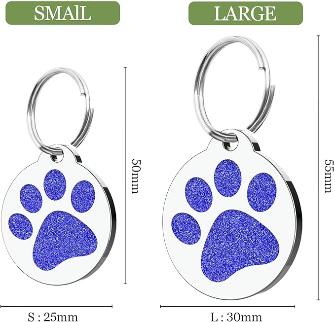 Dog Tags Personalized for Pets Dog Name Tags Personalized Dog Tag Engraved with Any Name & Text Custom Dog ID Tags Glitter Bone ID Tag for Puppy Cat (Pink-Round, S)