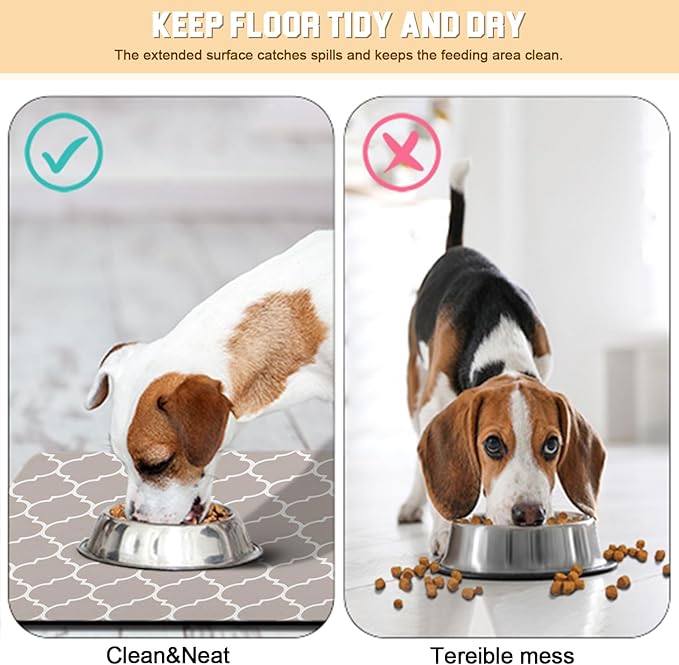 Dog Food Mat for Floors Waterproof Quick Dry Pet Placemat Cat Feeding Bowls Mats for Food and Water, Eco-Friendly Dog Accessories Diatomite Pets Supplies 12" X 20"