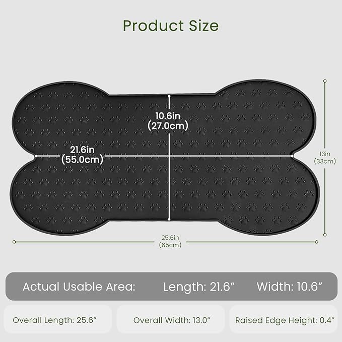 PWTAA Dog Food Mat Anti-Slip Silicone Dog Bowl Mat Thicker Pet Placemat Waterproof Cat Feeder Pad with Raised Edge Puppy Kitten Feeding Mats Suitable Small Medium-Sized Dogs Cats Eating Tray