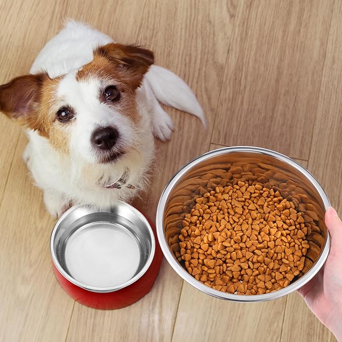 2 Pcs Stainless Steel Dog Bowls for Large Dogs, 64oz/8 Cups Non Slip Dog Metal Bowls, Food and Water Pet Bowl Heavy Duty Dishwasher Safe