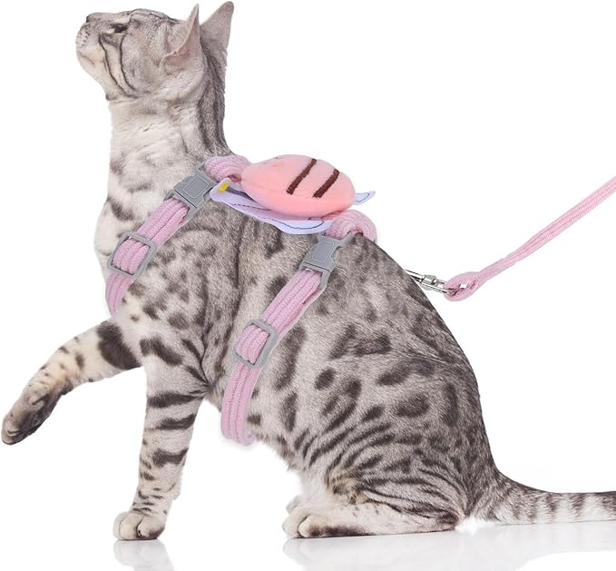 Kisangel Adjustable Small Cat Harness Vest with Decorative Puppy Design Breathable Soft Pet Walking Traction Rope for Dogs and Cats Comfortable Fit for Training and Outdoor Use