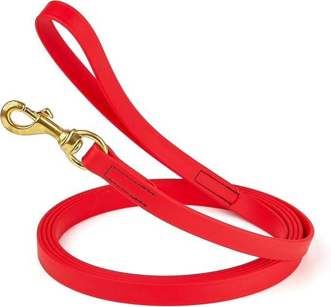 Viper Biothane K9 Working Dog Leash Waterproof Lead for Tracking Training Schutzhund Odor-Proof Long Line with Solid Brass Snap for Puppy Medium and Large Dogs, 10ft Cherry Red