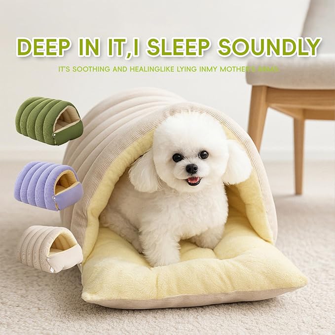 Cat Cave Bed, Cat Winter Cave, Cute Cats Beds for Indoor, Disassembled Design for Easier Cleaning, with Hair Remover, Suitable for Cats and Small Dogs