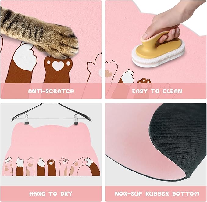 Pet Feeding Mats - Absorbent Cat Food & Water Mats, Pink, 17.7 * 9.8 inch