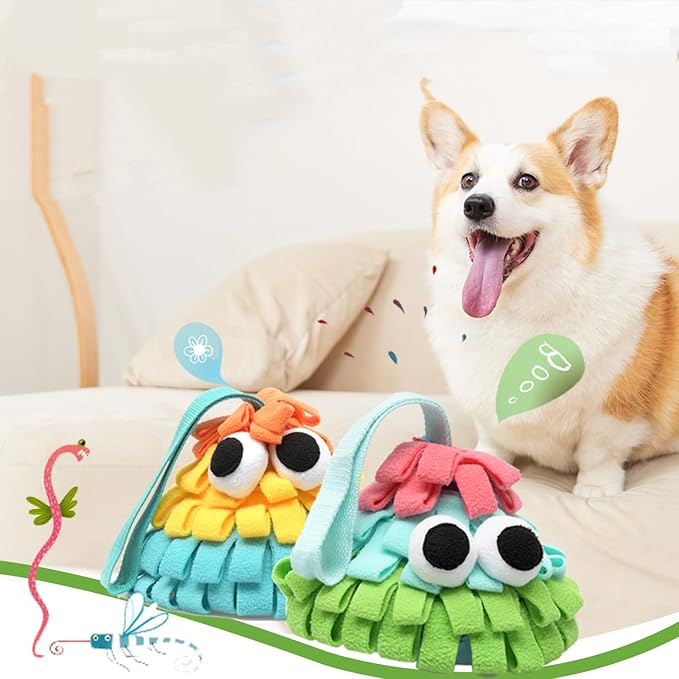 Squeaky Dog Snuffle Food Toys, Hide and Seek Enrichment Puzzle Toys for Boredom, Slow Eating, Training Foraging Skills and Stress Relief, for Puppy Cats Rabbits