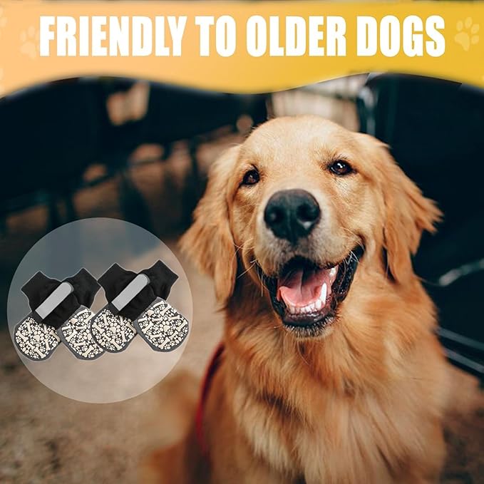 Anti Slip Dog Socks to Prevent Licking Paws, Dog Booties Shoes for Hot Pavement, Dog Socks with Grippers for Hardwood Floors, Senior Dog, Paw Protector (XL, Bone Pattern)