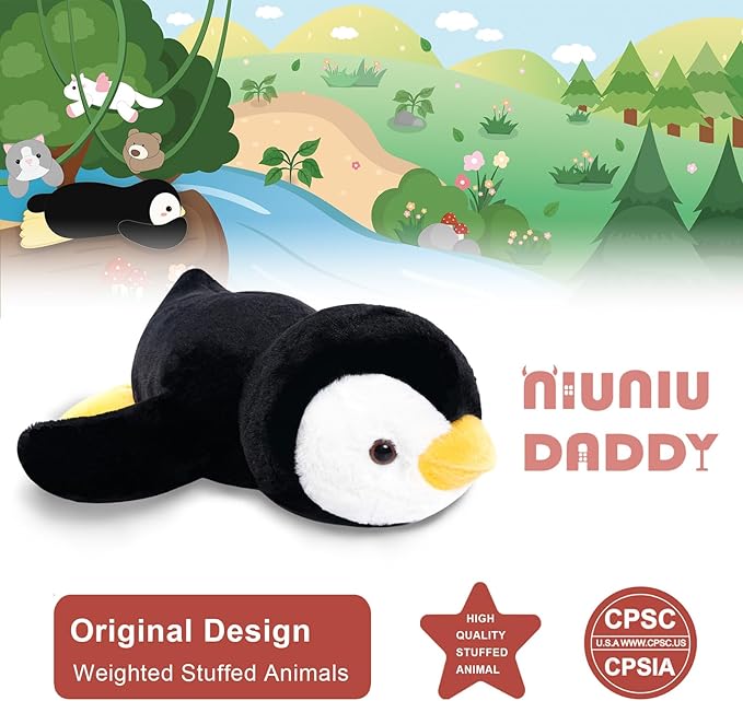 Niuniu Daddy 20" | 3.3 Pound Penguin Weighted Stuffed Animals for Adults Kids, Large Pillowfort Plush Animal Toys for Baby, Big Body Pillow for Gift Present Birthday Christmas Valentine Thanksgiving
