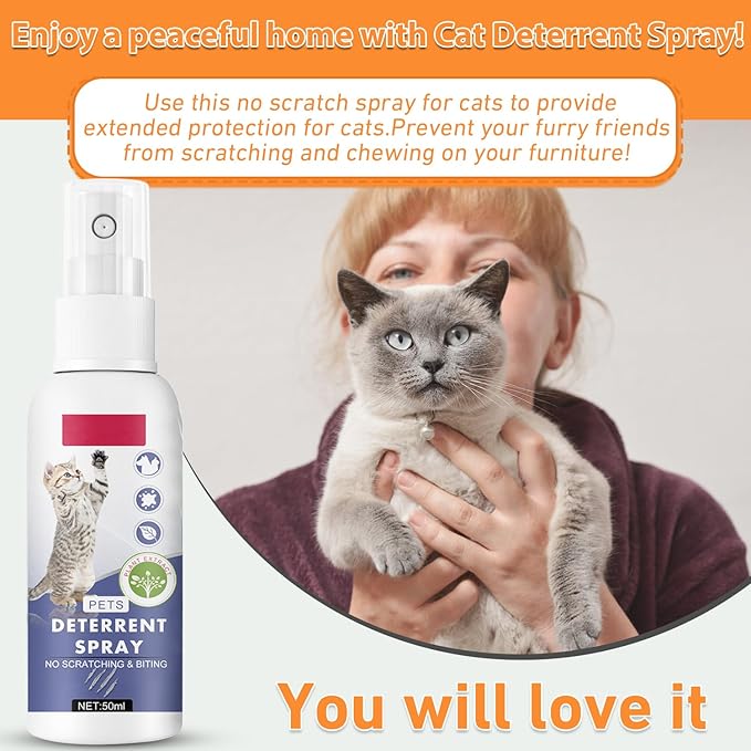 Cat Deterrent Spray, Spray 100% Natural Cat Spray Deterrent, Effectively Guides Training, Prevent Cat Scratching and Urine Marking Training Aid, Cat Deterrent for Indoor & Outdoor (Blue)