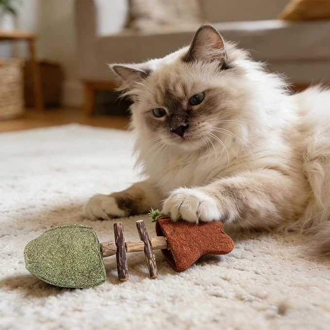 3PCS Purrident New Creative Fish Bone Cat Toys-Fix Your Cat’s Dental Health,Natural Fishbone Cat Dental Toy,2026 New Creative Durable Feline Tooth Care Tool with Wooden Catnip Teeth Cleaning Stick