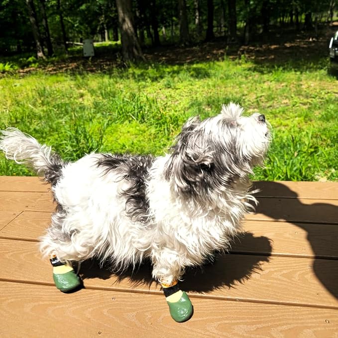 PawFlex Double Dipped Waterproof Dog Socks Comfy Pawz Soft Indoor/Outdoor Dog Booties with Rubberized Bottom| Non-Slip Silicone Grip at Inner Cuff for No Twisting or Sliding Off| Adjustable Strap