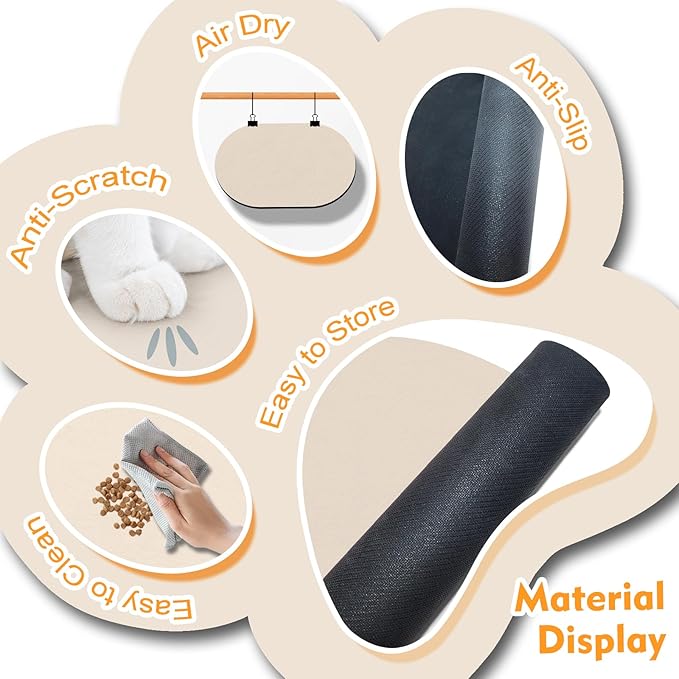 Large Pet Feeding Mat – 28''x17'' Absorbent Dog Mat for Food and Water, Easy Clean Cat Dog Water Bowl Mat, Non-Slip Pet Water Mat Protect Floor, Fit with Automatic Feeders and Double-Bowl