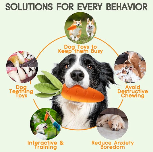 Dog Toys for Aggressive Chewers, Interactive Squeaky Indestructible Dog Toys to Keep Them Busy, Reduce Boredom, Natural Rubber Chew Toys for Large Medium Breed, Puppy Tough Teething Toothbrush