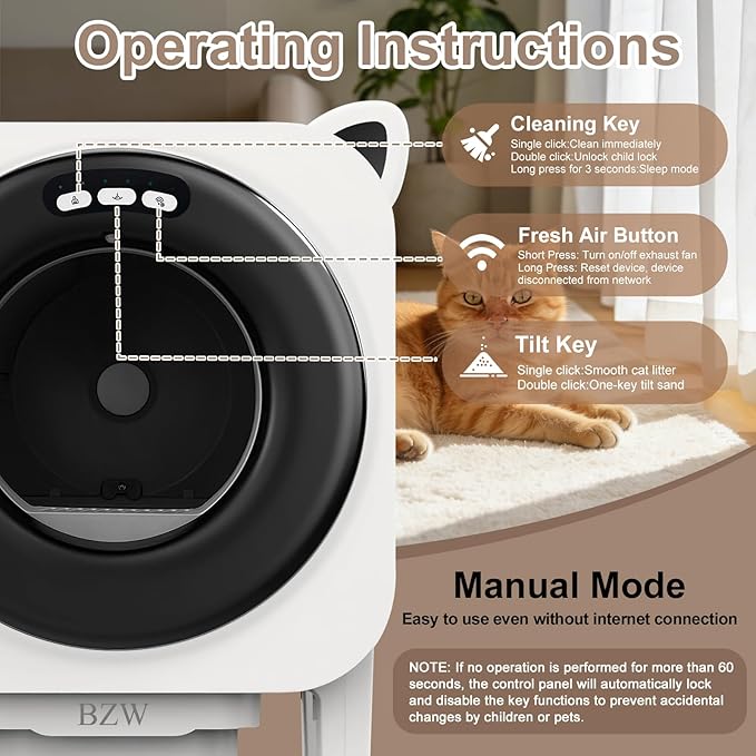 Self Cleaning Litter-Box for Multiple Cats with 76L Large Capacity,Automatic Litter Box with App Control and Safety Sensors Protection (Black)