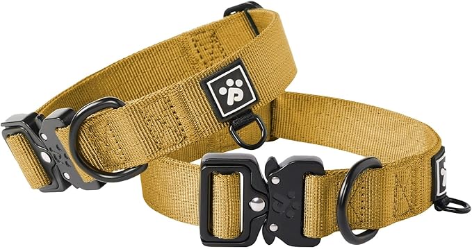 Dog Collars for Large Dogs, Heavy Duty Tactical Dog Collar with Metal Buckle, Durable Pet Collar Quick Release, Reinforced Nylon No Pull Dog Collar (Sunrise, L)