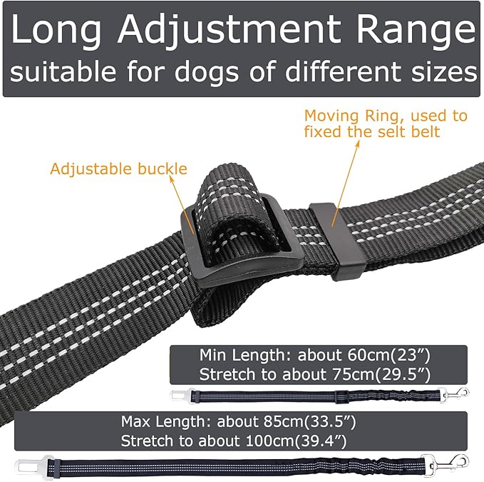 Yiaizhuo 2 Dog Car Harness Seatbelt Seat Belt Leash Travel Accessories Bungee Anti Shock Pet Cat Adjustable Lead Clip Safety Seats Belts Red