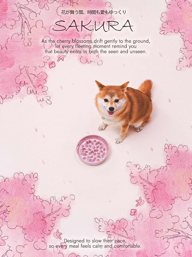 LE TAUCI Ceramic Slow Feeder Dog Bowls Small Breed, 0.6 Cups Dog Food Dish for Fast Eaters, Puzzle Bowl for Small Dogs and Cats,Sakura Pink
