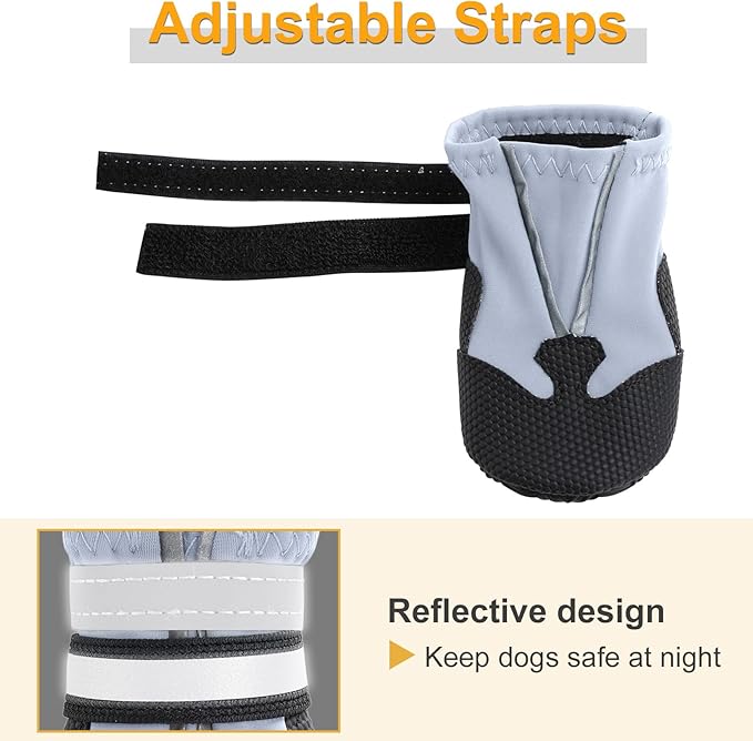 Dimicoo Water-Resistant Dog Boots for Medium Large Dogs,Non-Slip Dog Shoes for Winter Snow,Lightweight Paw Protector for Cold Pavement,Soft Dog Booties for Outdoor Walking Indoor Hardfloors