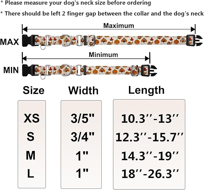Thanksgiving Reflective Martingale Collar for Dogs with Quick Release Buckle Pumpkin Dog Collars (Yellow Chicken, Small)