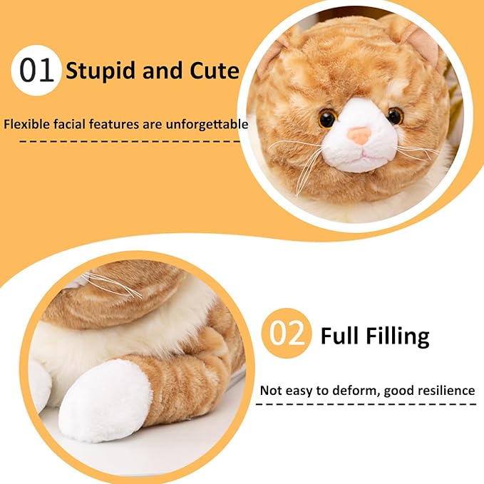 Fawowe Cat Weighted Stuffed Animals, 3.9 lbs 21.6 inch Weighted Cat Plush Toy Realistic Plush Animals Pillow Toy for Adults and Kids