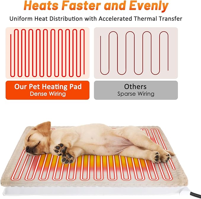 Cat Heating Pad, Waterproof Heated Cat Dog Bed with Adjustable Temperature & Timer, Electric Pet Mat for Indoor Cats Dogs, Chew Resistant Steel Cord（Large : 35"x24" Brown）